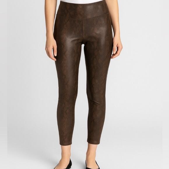 21 Saints Pants - 21 Saints Brown Snake Print Faux Leather Leggings Women’s Size Medium
